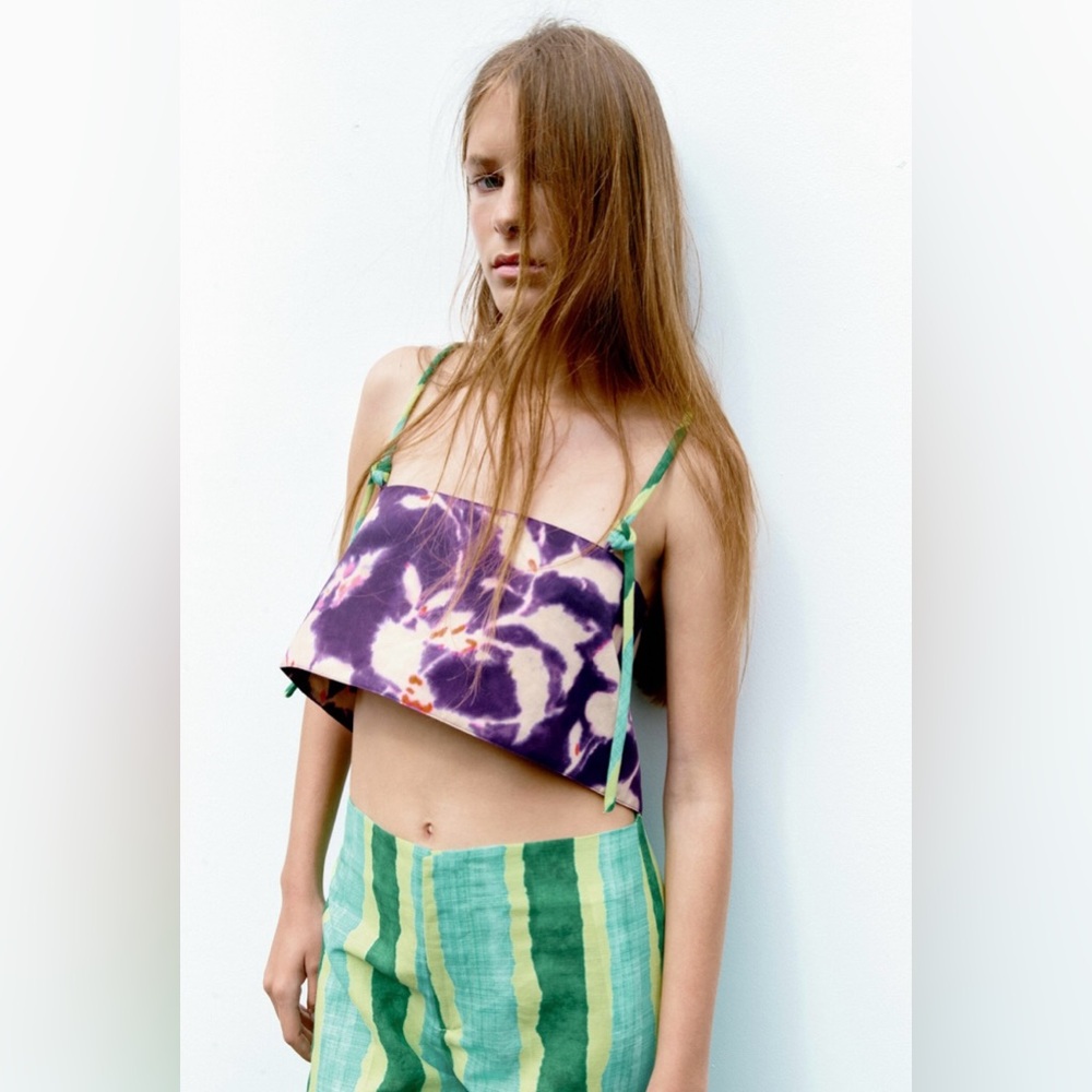 NWOT Zara linen blend crop top